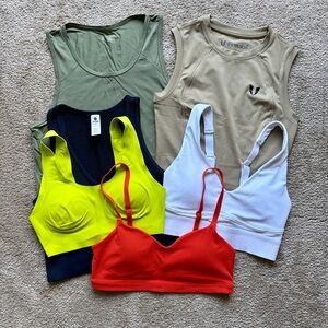 Bundle of six active tank tops and sports bras